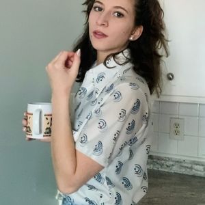 Vintage 60 70 s shirt. Sears, button down. Kings Road. Medium. Blue brown